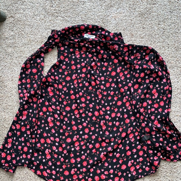 EXPRESS WOMENS SIZE MEDIUM BLACK PINK FLORAL BUTTON DOWN TANK TOP - Picture 4 of 9